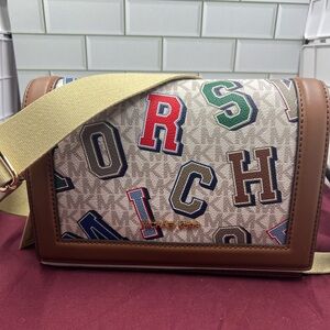 Michael Kors Brown and Tan Crossbody Bag Jet Set